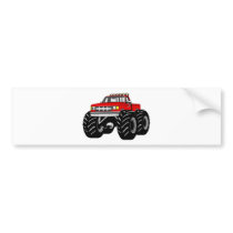 RED MONSTER TRUCK BUMPER STICKER