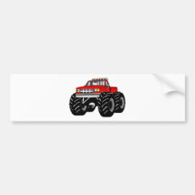 RED MONSTER TRUCK BUMPER STICKER