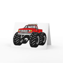 RED MONSTER TRUCK GREETING CARD