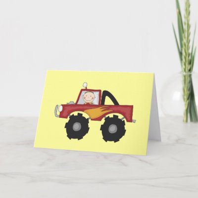 Red Monster Truck Tshirts and Gifts Greeting Cards
