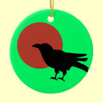 Red Moon Crow Raven ornaments