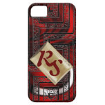 Red Moon Swirl Monogrammed iPhone 5 Case