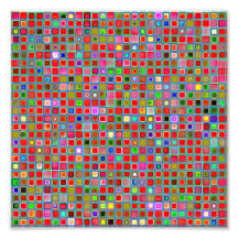 Red, Moss Green And Blue 'Clay' Tiles Pattern Photo