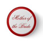 Red Mother of the Bride Wedding Pin