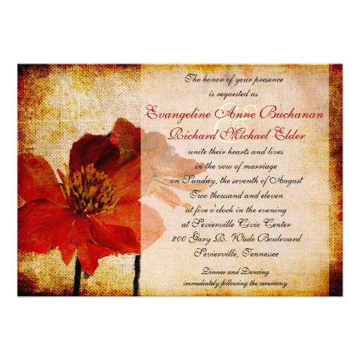 Red Mountain Flower Beautiful Wedding Invitation
