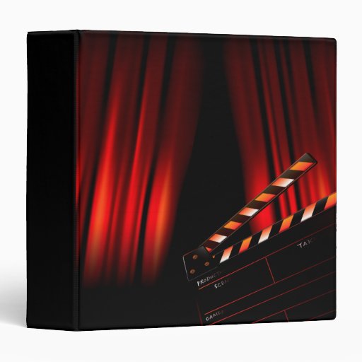 Red Movie Curtain Clapboard Director 3 Ring Binders