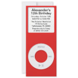 Red MP3 Player iParty Birthday Party Custom Invites