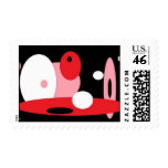 RED MULTI ABSTRACT POSTAGE STAMP