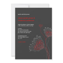 Red Mum Floral Dots 01 Wedding Invitation