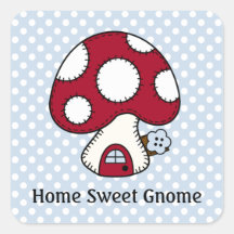 Red Mushroom House Fairy Home Home Sweet Gnome Square Sticker