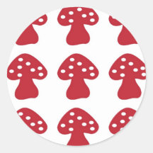 Red mushroom round stickers