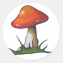 Red Mushroom: Toadstool: Freehand Marker Art Round Stickers