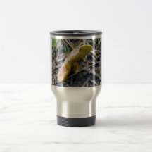 Red mushroom with yellow gills coffee mug
