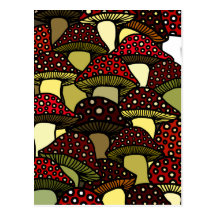 Red Mushrooms Postcard