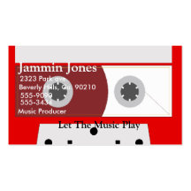 Red Music Cassette Tape Set Business Card Template