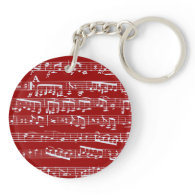 Red music notes acrylic keychains