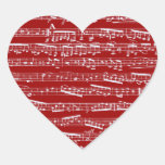 Red music notes heart stickers