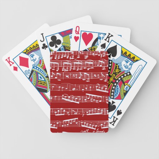 Red music notes poker deck