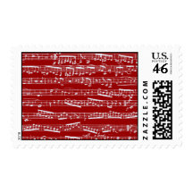 Red music notes stamp