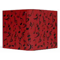 Red Musical Notes Binder