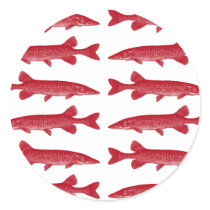 Red Muskie Round Sticker