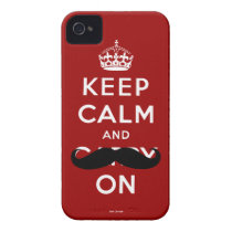 Red Mustache Keep Calm and Carry On iPhone 4 Case