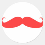 Red Mustache Stache for Christmas Round Stickers