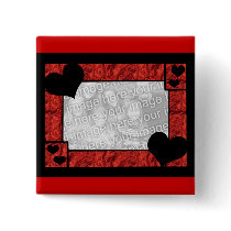 Red n black heart frame template button
