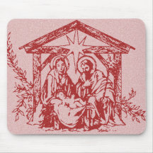 Red Nativity Mouse Pads