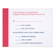 Red navy beaded border wedding RSVP response card Custom Invites
