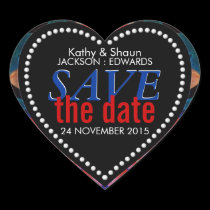Red Navy Blue Tropical Save the Date Heart Sticker stickers