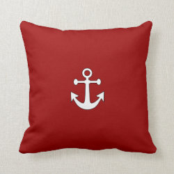 Red Navy Reversible Anchor Nautical Throw Pillow