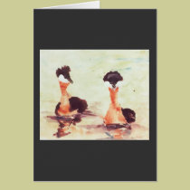 Red Necked Grebes - water bird Note Card cards
