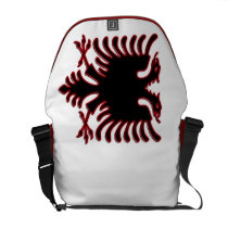 RED NEON BLACK ALBANIAN EAGLE COURIER BAG