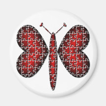 Red Neon Puzzle Hearts Butterfly Magnets