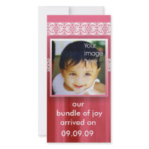 Red New Baby Joy Announcement photo cards by semas87 Red New Baby Joy Announcement photo cards