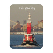 red new york city tall ship tug boat rectangular magnets