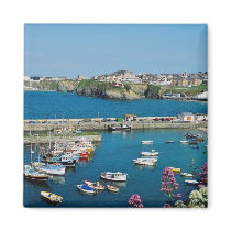 Red Newquay harbor, Cornwall, U.K. flowers Refrigerator Magnets