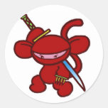 Red Ninja Claw-No Words Round Stickers