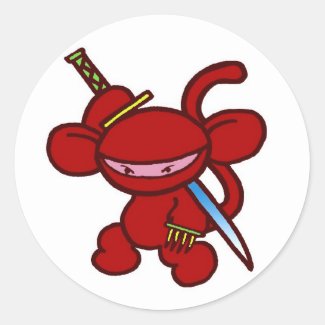 Red Ninja Claw-No Words Round Stickers
