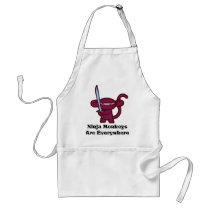Red Ninja Monkey with Sword aprons by OmanLegend Red Ninja Monkey with Sword aprons