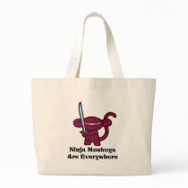 Red Ninja Monkey with Sword Canvas Bags