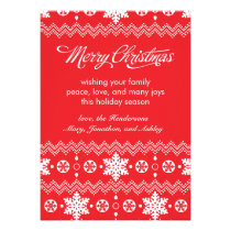 Red Nordic Snowflake Christmas Card invitations