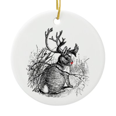 Red Nosed Jackalope Ornament