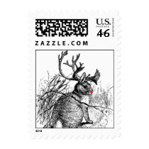 red nosed jackalope small postage