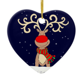 Red-nosed reindeer Christmas Eve ornament