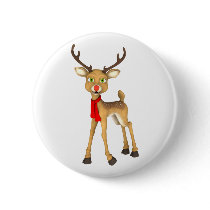 Red Nosed Reindeer Holiday Button