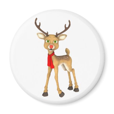 Red Nosed Reindeer Holiday Magnet by mariannegilliand
