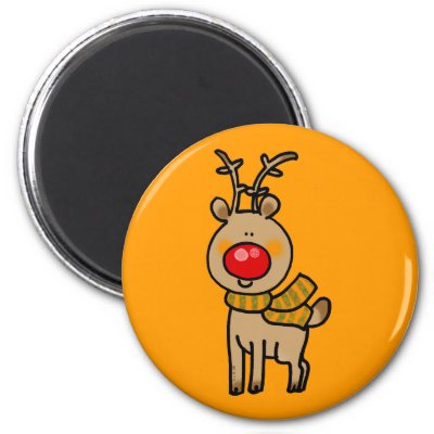 Red-nosed reindeer magnets