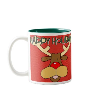 Red Nosed Reindeer Coffee Mugs by Paddydee56